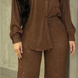 Brown Women's Pants & Jumpsuit Set